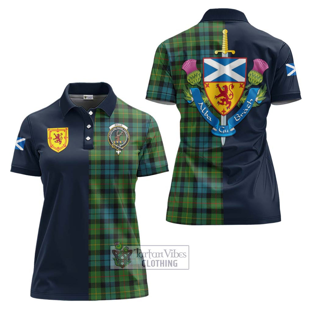 Tartan Vibes Clothing Rollo Ancient Tartan Women's Polo Shirt with Scottish Lion Royal Arm Half Style