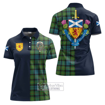 Rollo Ancient Tartan Women's Polo Shirt Alba with Scottish Lion Royal Arm Half Style