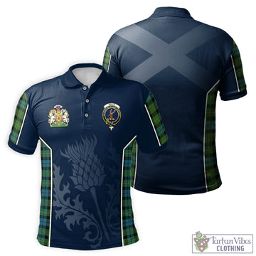 Rollo Ancient Tartan Men's Polo Shirt with Family Crest and Scottish Thistle Vibes Sport Style