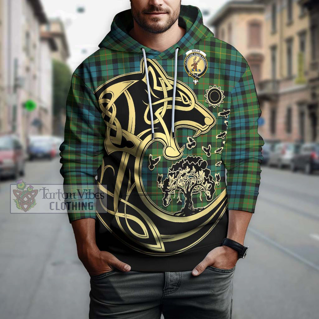 Rollo Ancient Tartan Hoodie with Family Crest Celtic Wolf Style Zip Hoodie - Tartan Vibes Clothing