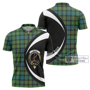 Rollo Ancient Tartan Zipper Polo Shirt with Family Crest Circle Style