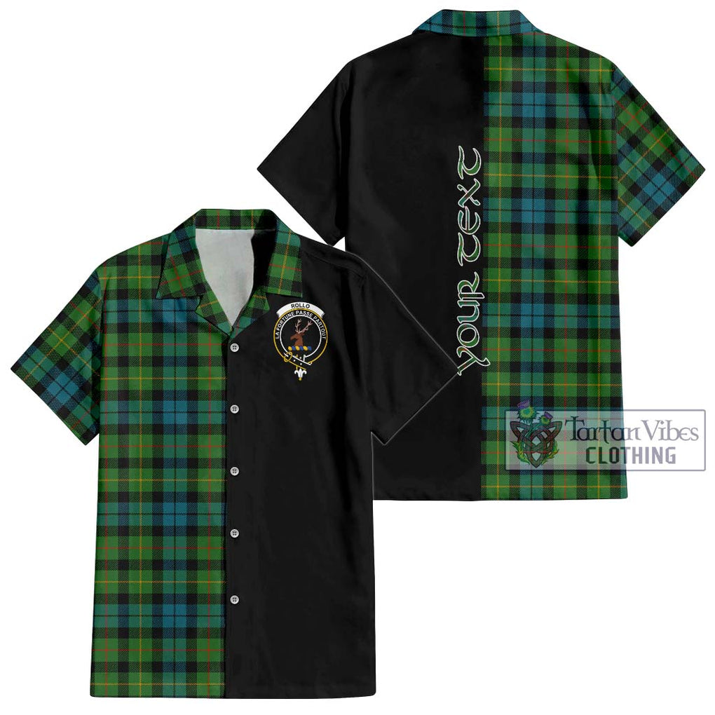 Rollo Ancient Tartan Short Sleeve Button Shirt with Family Crest and Half Of Me Style Kid - Tartanvibesclothing Shop