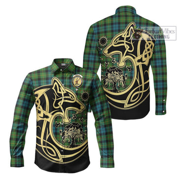 Rollo Ancient Tartan Long Sleeve Button Shirt with Family Crest Celtic Wolf Style