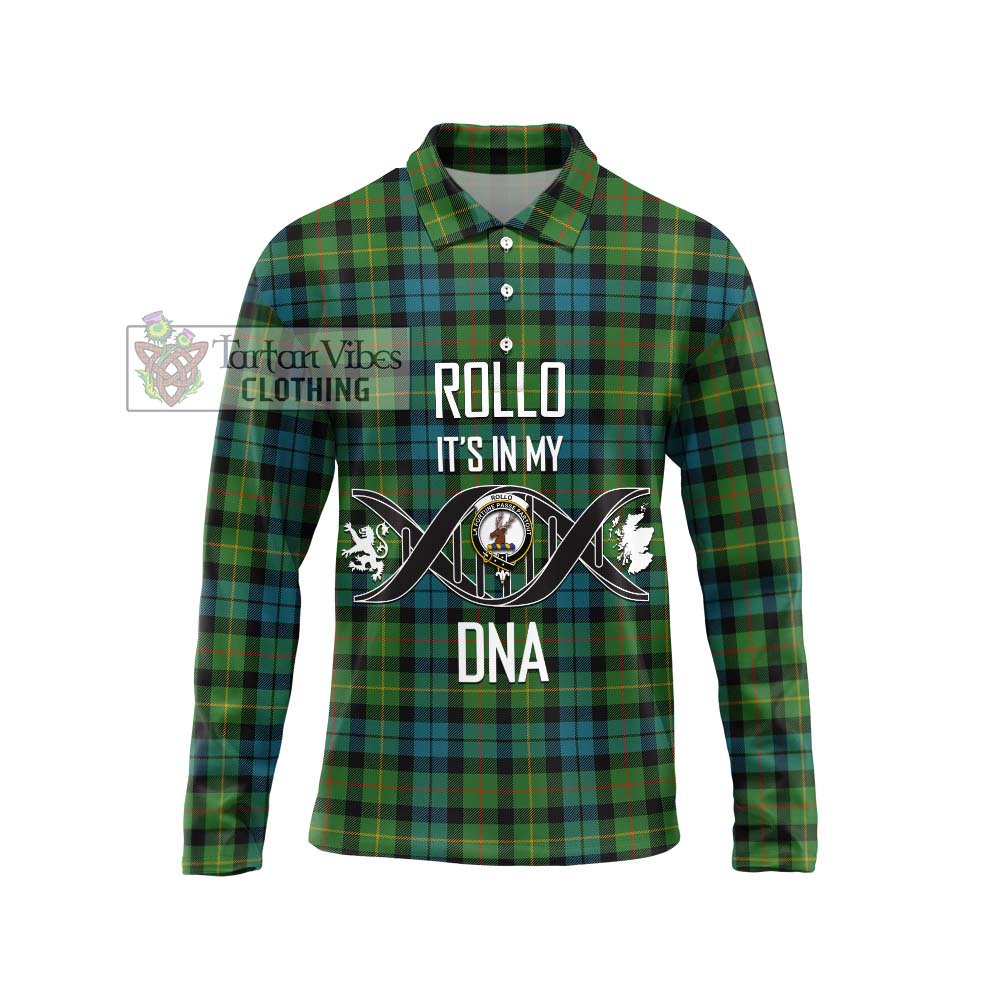 Rollo Ancient Tartan Long Sleeve Polo Shirt with Family Crest DNA In Me Style Unisex - Tartanvibesclothing Shop