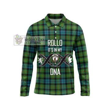 Rollo Ancient Tartan Long Sleeve Polo Shirt with Family Crest DNA In Me Style