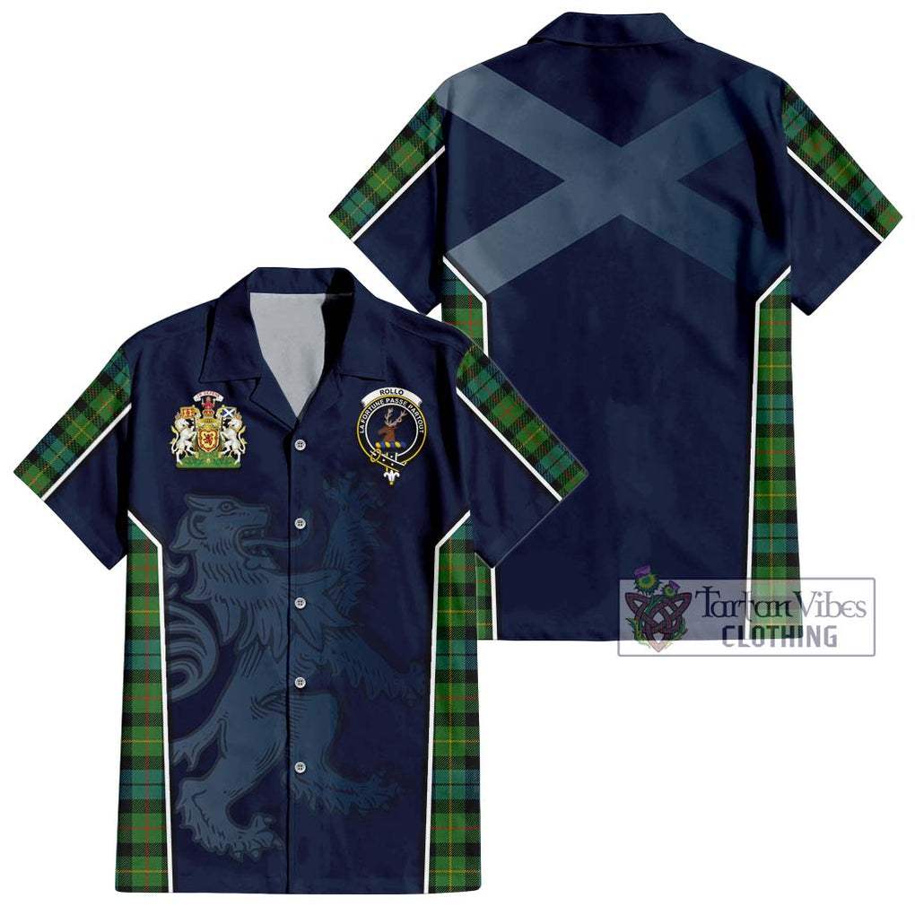 Rollo Ancient Tartan Short Sleeve Button Shirt with Family Crest and Lion Rampant Vibes Sport Style Kid - Tartan Vibes Clothing