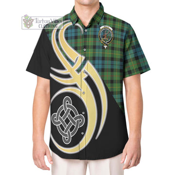 Rollo Ancient Tartan Short Sleeve Button Shirt with Family Crest and Celtic Symbol Style