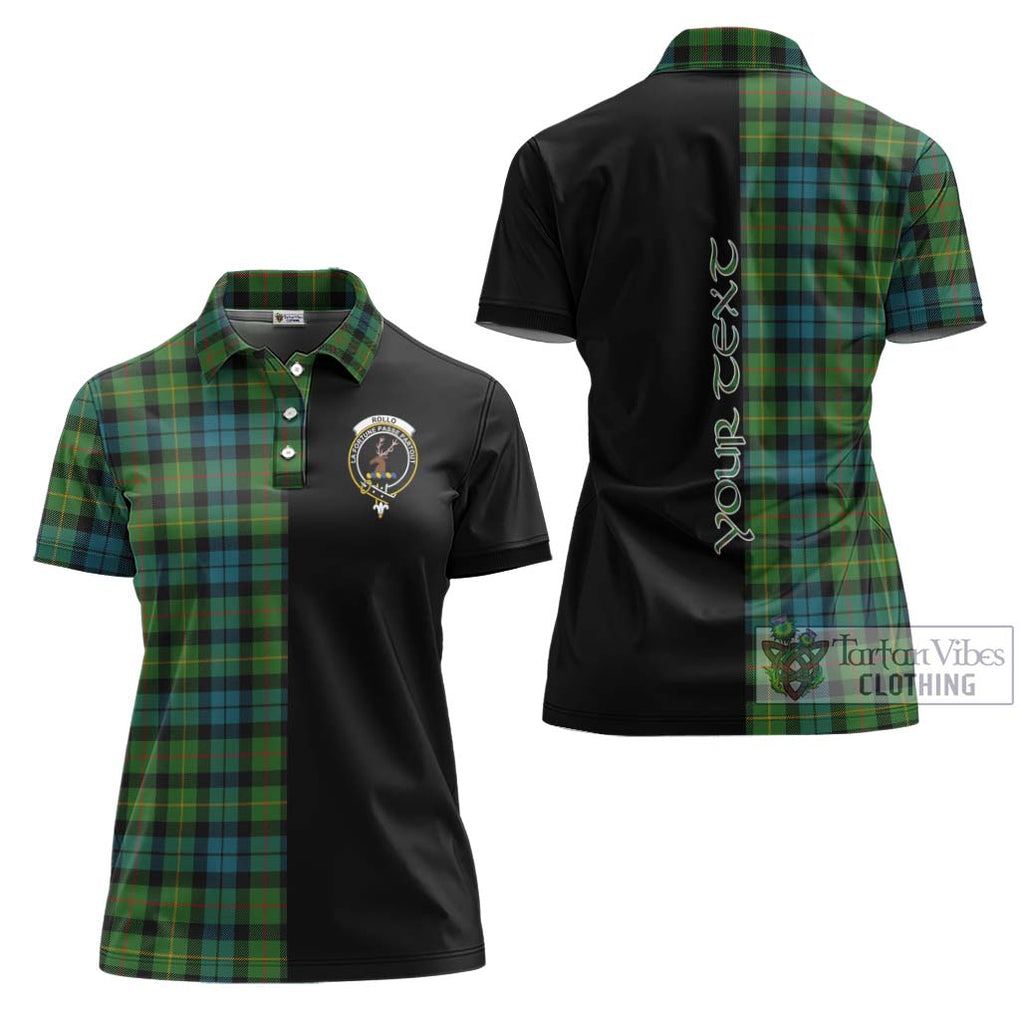 Rollo Ancient Tartan Women's Polo Shirt with Family Crest and Half Of Me Style Women - Tartanvibesclothing Shop