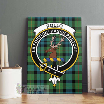 Rollo Ancient Tartan Canvas Print Wall Art with Family Crest