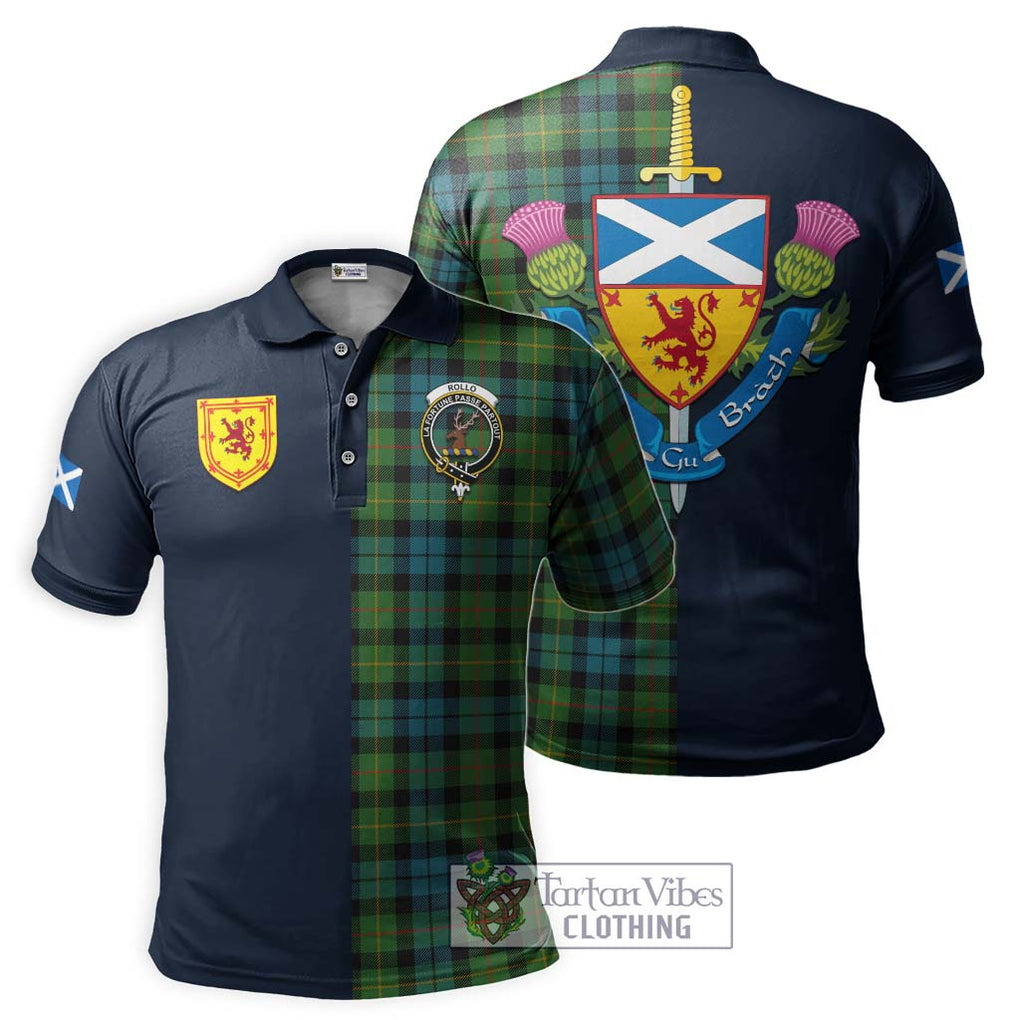 Tartan Vibes Clothing Rollo Ancient Tartan Polo Shirt with Scottish Lion Royal Arm Half Style