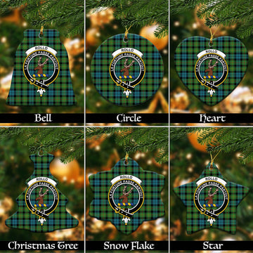 Rollo Ancient Tartan Christmas Ceramic Ornaments with Family Crest