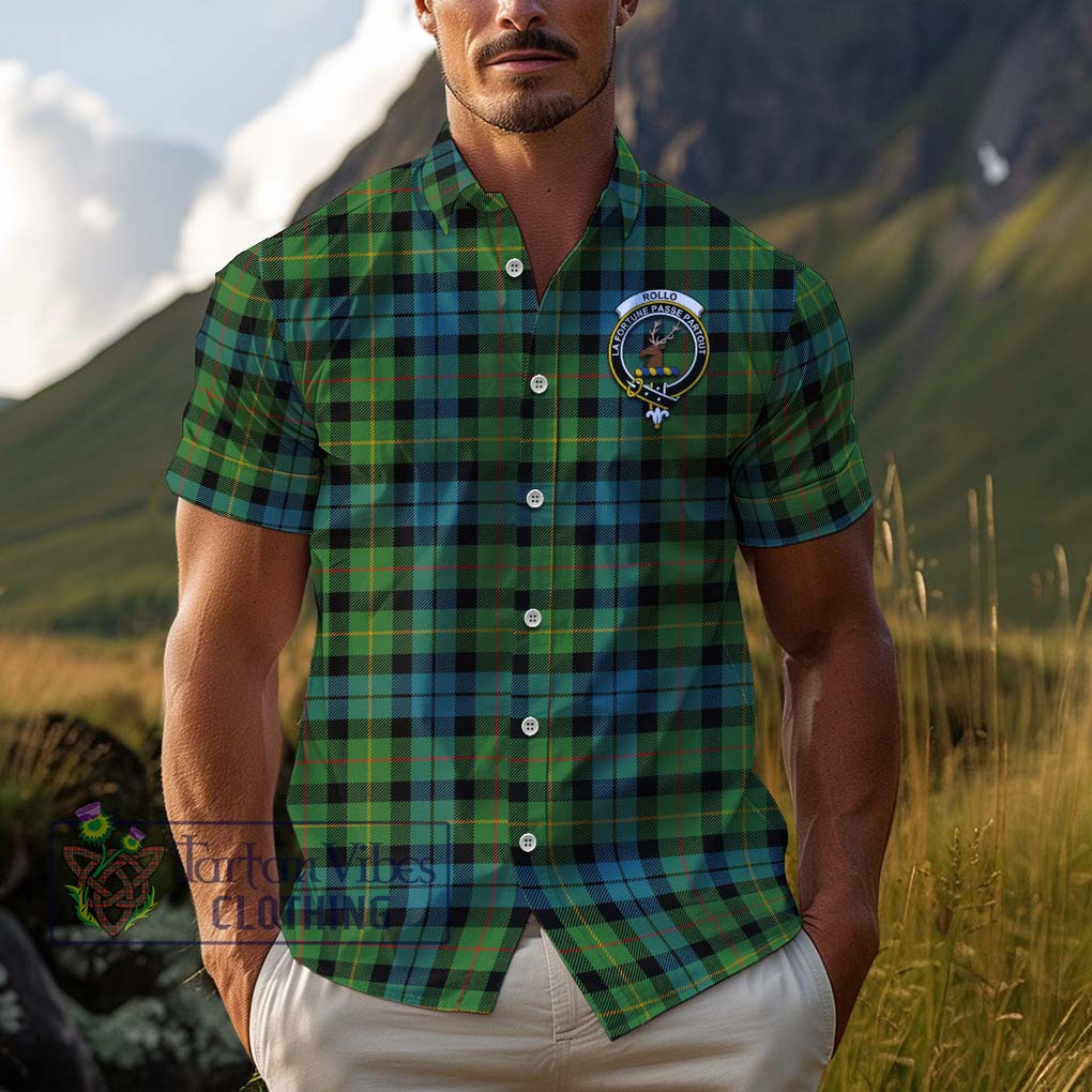 Rollo Ancient Tartan Cotton Hawaiian Shirt with Family Crest Adult - Tartan Vibes Clothing