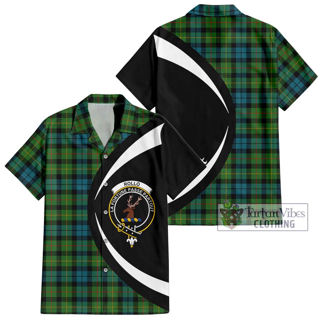 Rollo Ancient Tartan Short Sleeve Button Up with Family Crest Circle Style Kid - Tartan Vibes Clothing