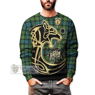 Rollo Ancient Tartan Sweatshirt with Family Crest Celtic Wolf Style