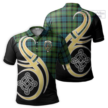 Rollo Ancient Tartan Polo Shirt with Family Crest and Celtic Symbol Style