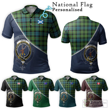 Rollo Ancient Tartan Polo Shirt with Personalised National Flag and Family Crest Half Style