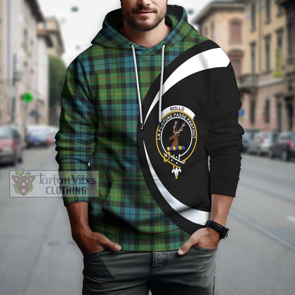 Rollo Ancient Tartan Hoodie with Family Crest Circle Style Zip Hoodie - Tartan Vibes Clothing