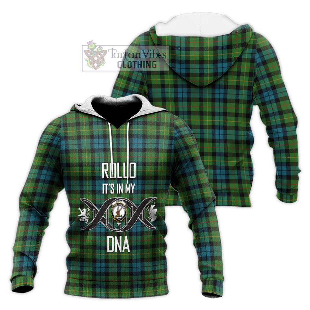 Rollo Ancient Tartan Knitted Hoodie with Family Crest DNA In Me Style Unisex Knitted Pullover Hoodie - Tartanvibesclothing Shop