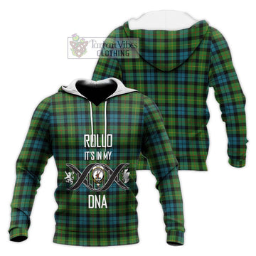 Rollo Ancient Tartan Knitted Hoodie with Family Crest DNA In Me Style