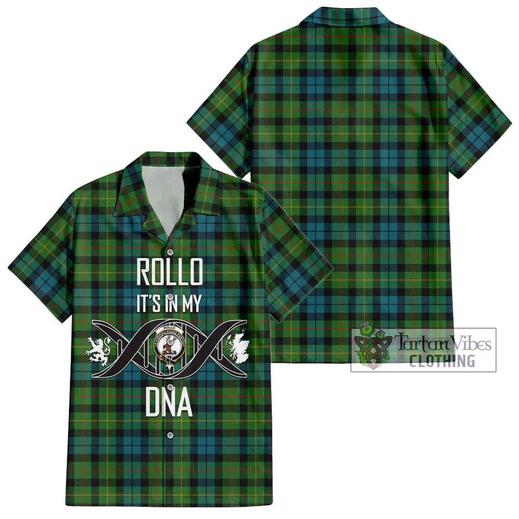 Rollo Ancient Tartan Short Sleeve Button Shirt with Family Crest DNA In Me Style Kid - Tartanvibesclothing Shop