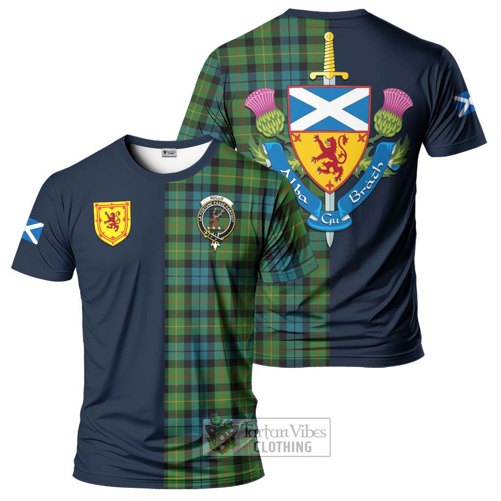 Tartan Vibes Clothing Rollo Ancient Tartan T-Shirt Alba with Scottish Lion Royal Arm Half Style