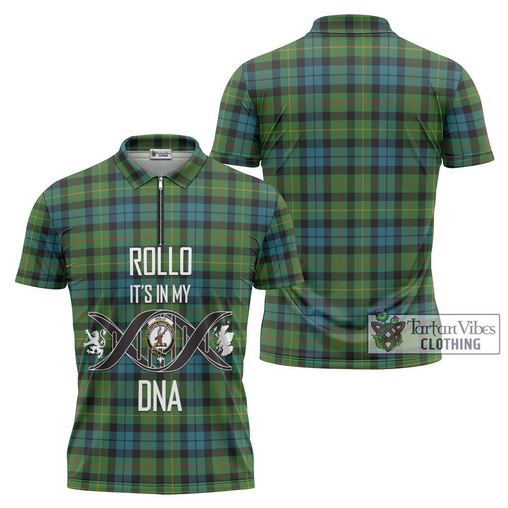 Rollo Ancient Tartan Zipper Polo Shirt with Family Crest DNA In Me Style Unisex - Tartanvibesclothing Shop