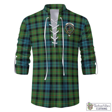 Rollo Ancient Tartan Men's Scottish Traditional Jacobite Ghillie Kilt Shirt with Family Crest