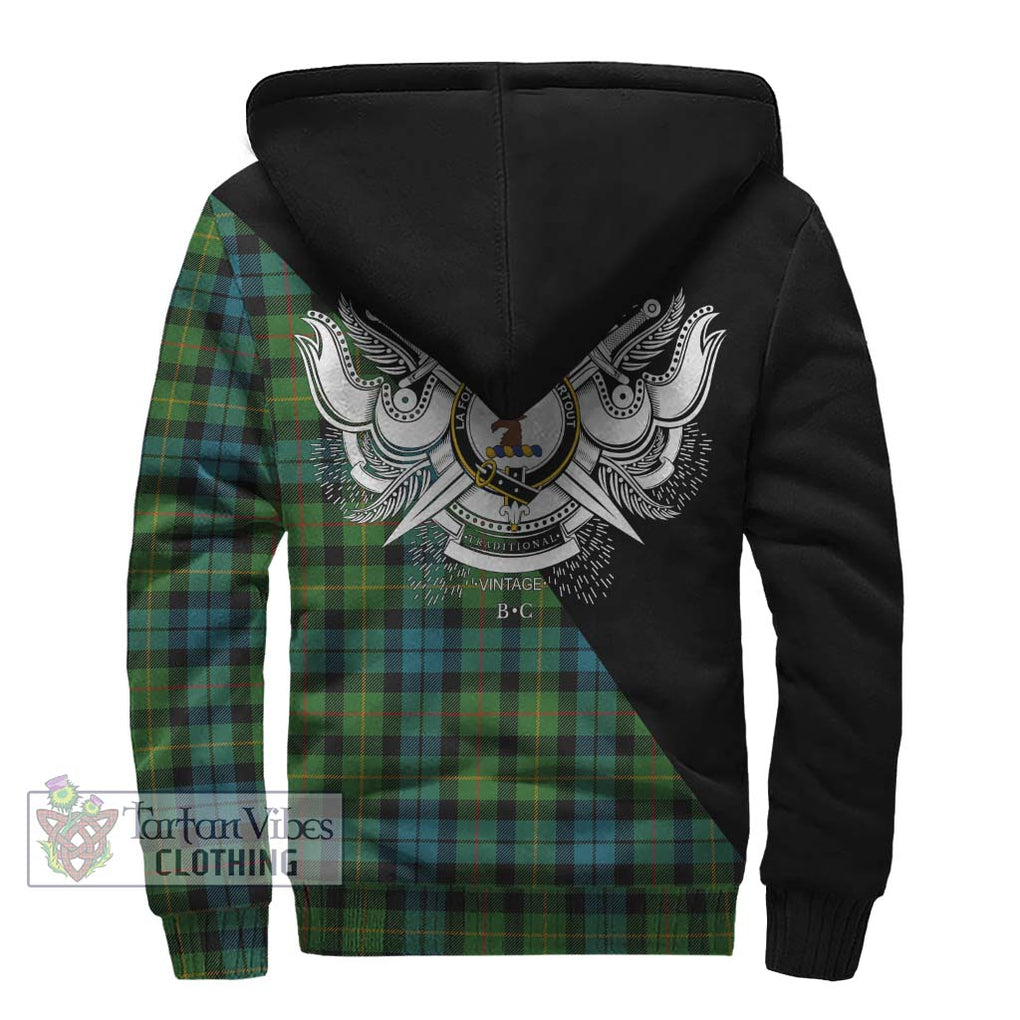 Rollo Ancient Tartan Sherpa Hoodie with Family Crest and Military Logo Style - Tartanvibesclothing Shop