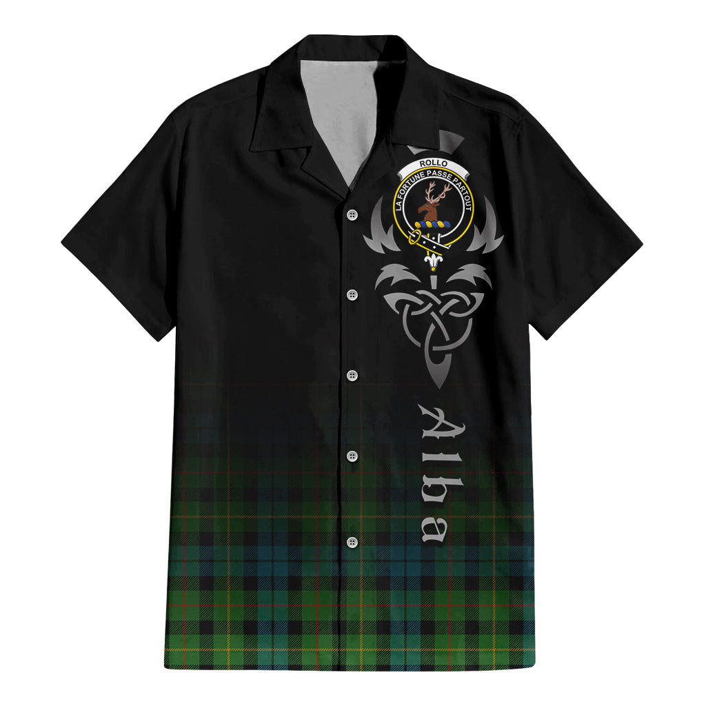 Tartan Vibes Clothing Rollo Ancient Tartan Short Sleeve Button Up Featuring Alba Gu Brath Family Crest Celtic Inspired