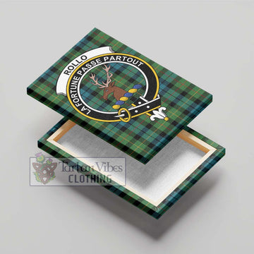 Rollo Ancient Tartan Canvas Print Wall Art with Family Crest