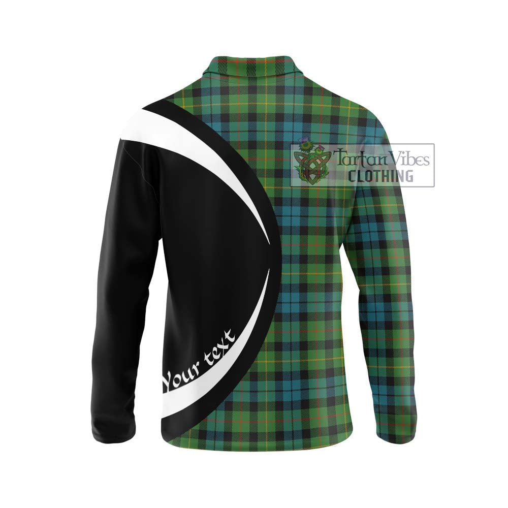 Rollo Ancient Tartan Long Sleeve Polo Shirt with Family Crest Circle Style - Tartan Vibes Clothing