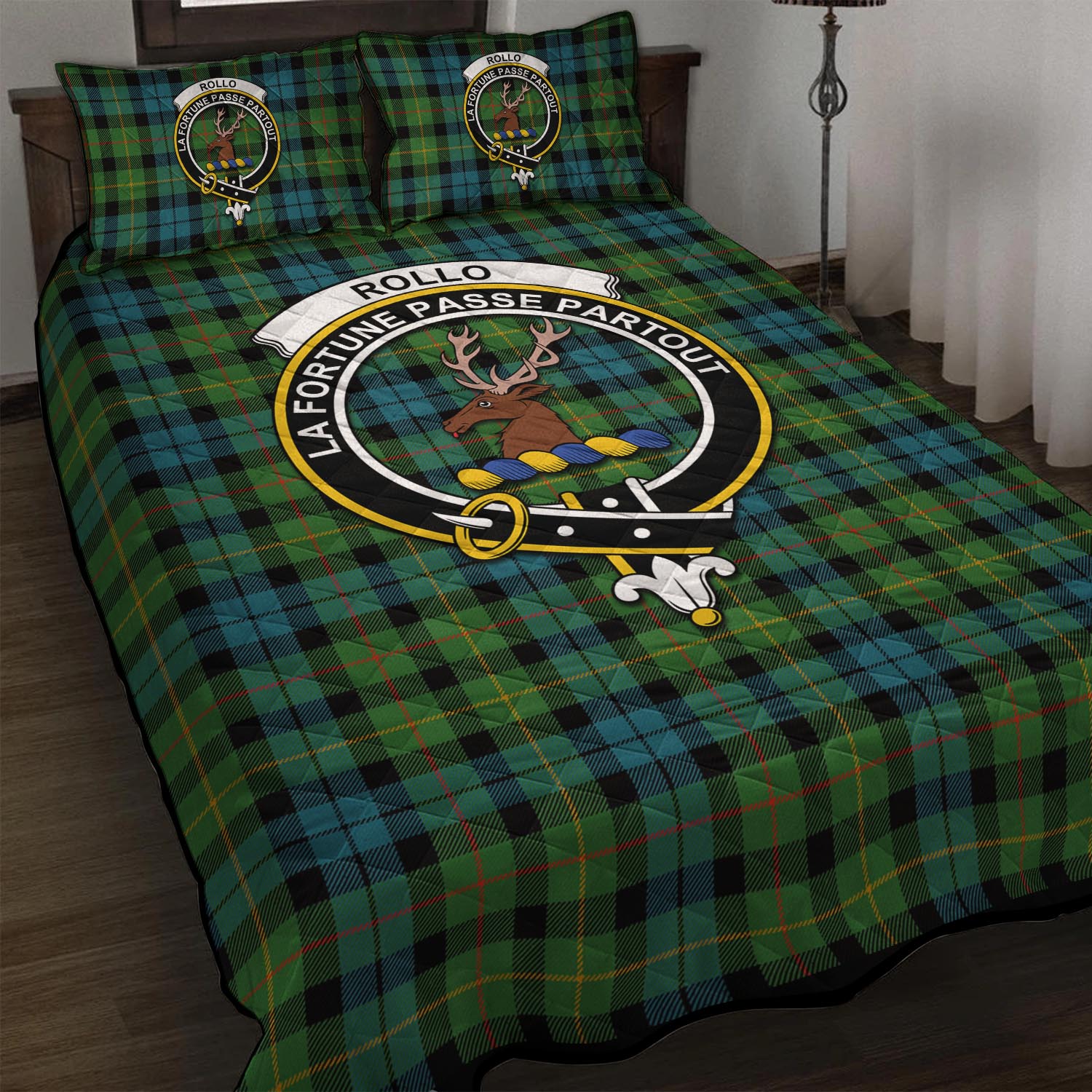 Rollo Ancient Tartan Quilt Bed Set with Family Crest - Tartan Vibes Clothing