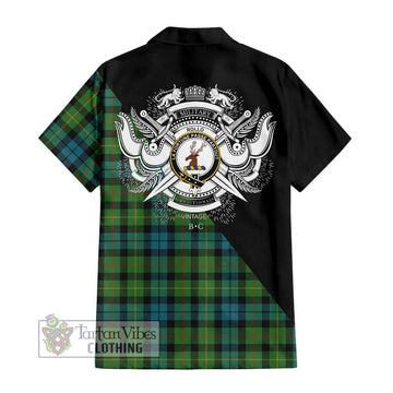 Rollo Ancient Tartan Short Sleeve Button Shirt with Family Crest and Military Logo Style