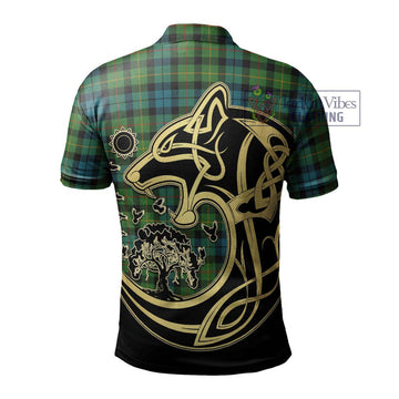 Rollo Ancient Tartan Polo Shirt with Family Crest Celtic Wolf Style