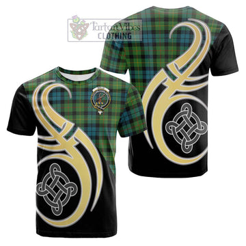 Rollo Ancient Tartan Cotton T-shirt with Family Crest and Celtic Symbol Style