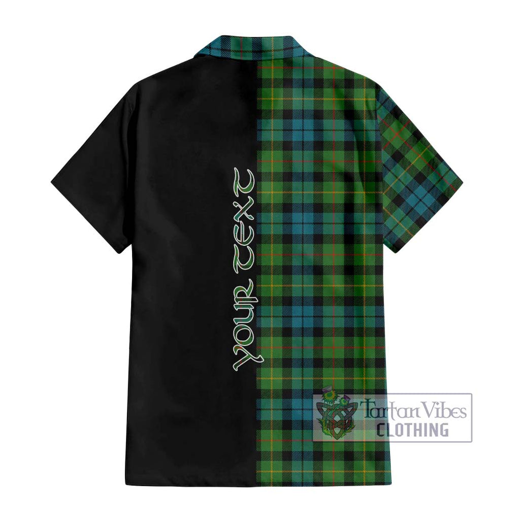 Rollo Ancient Tartan Short Sleeve Button Shirt with Family Crest and Half Of Me Style - Tartanvibesclothing Shop