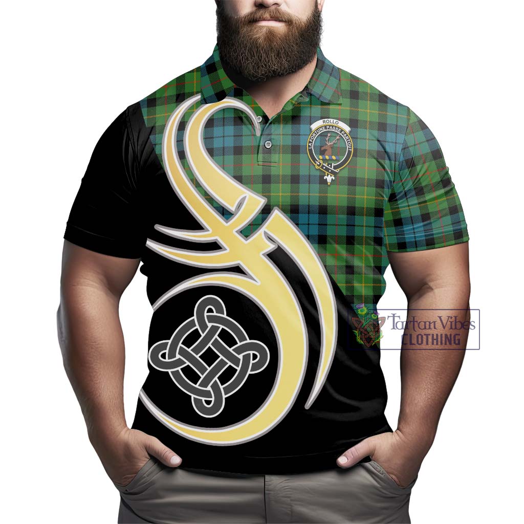 Tartan Vibes Clothing Rollo Ancient Tartan Polo Shirt with Family Crest and Celtic Symbol Style