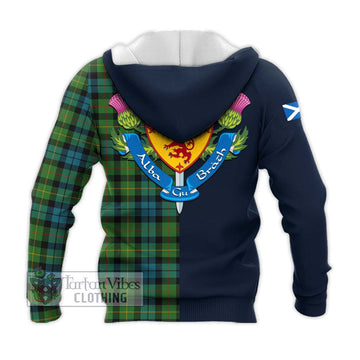 Rollo Ancient Tartan Knitted Hoodie Alba with Scottish Lion Royal Arm Half Style