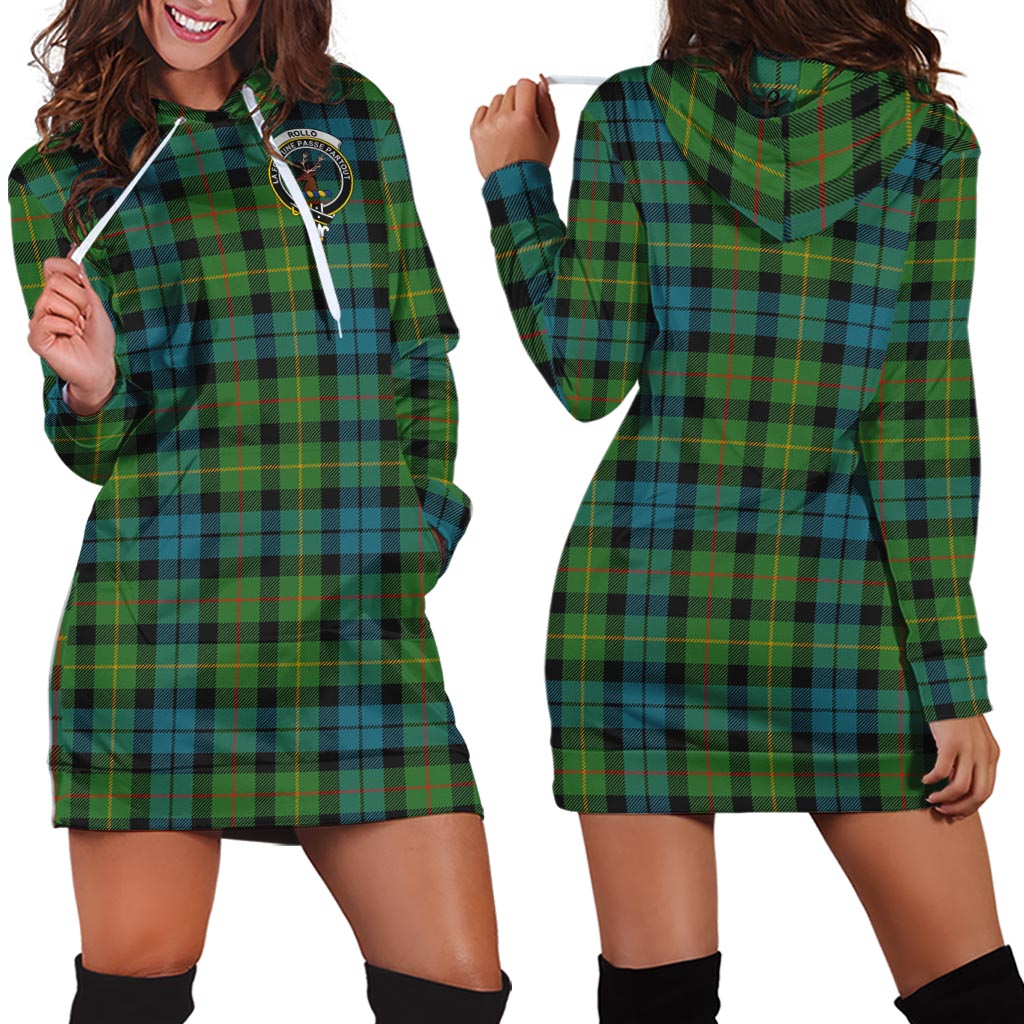 Rollo Ancient Tartan Hoodie Dress with Family Crest - Tartan Vibes Clothing