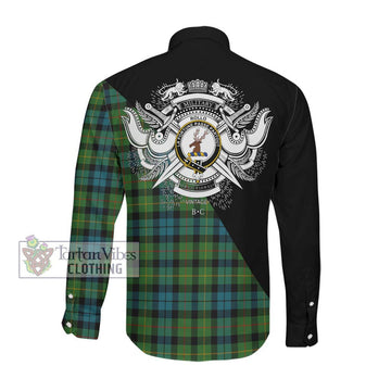 Rollo Ancient Tartan Long Sleeve Button Shirt with Family Crest and Military Logo Style