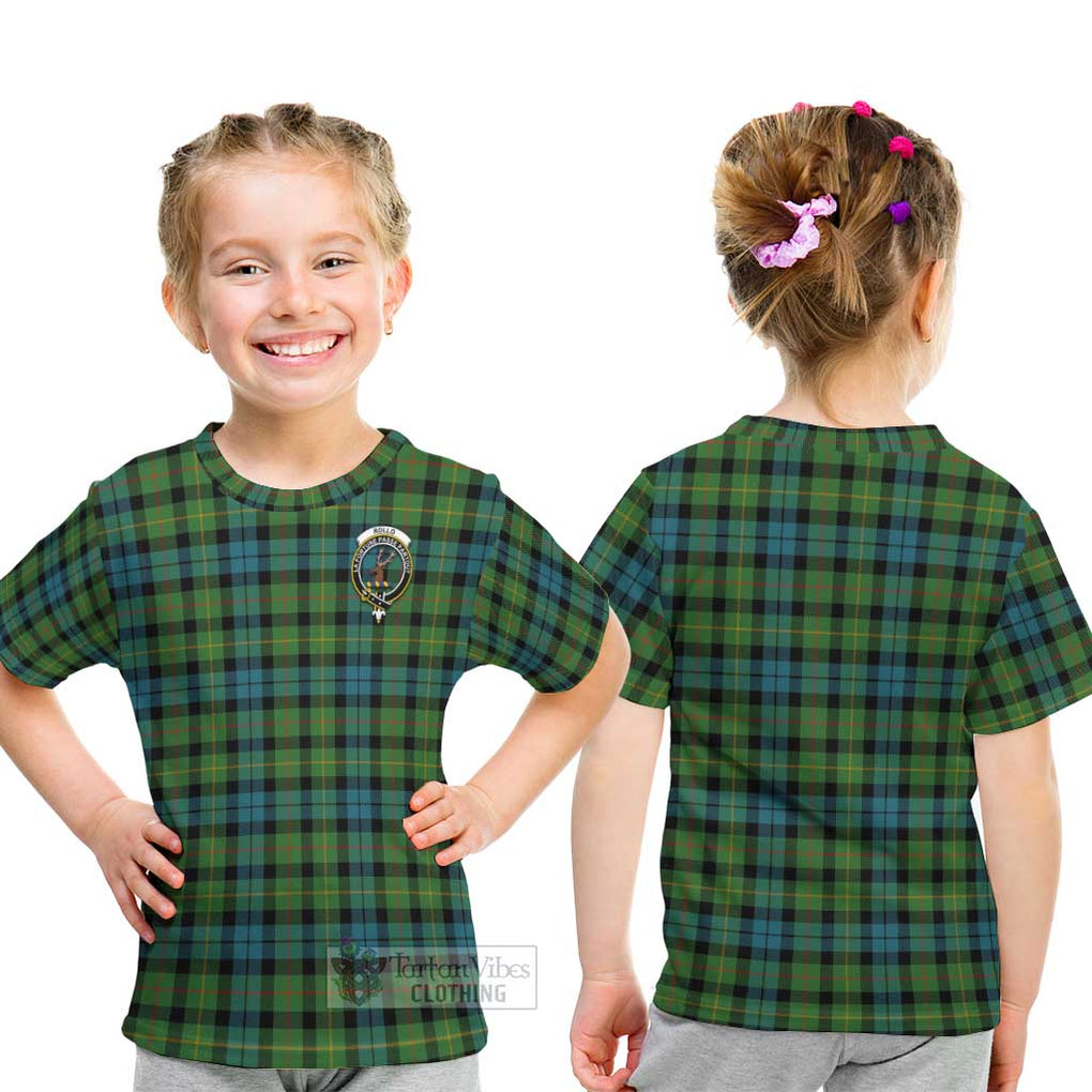 Rollo Ancient Tartan Kid T-Shirt with Family Crest - Tartanvibesclothing Shop