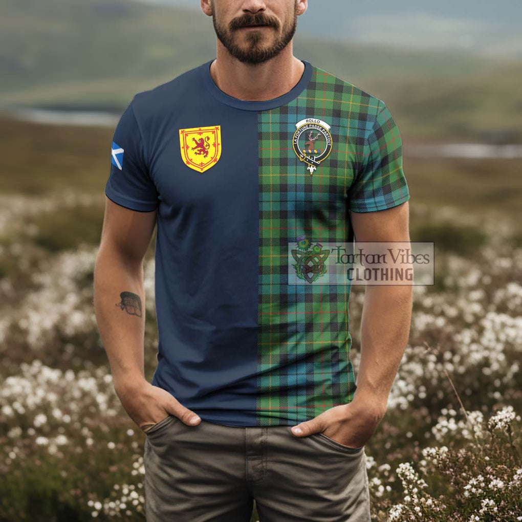 Tartan Vibes Clothing Rollo Ancient Tartan T-Shirt Alba with Scottish Lion Royal Arm Half Style