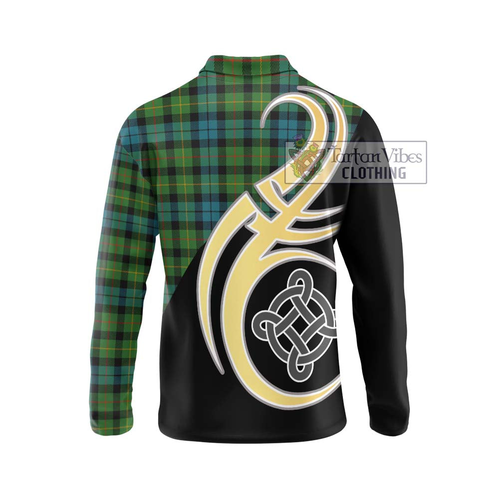 Rollo Ancient Tartan Long Sleeve Polo Shirt with Family Crest and Celtic Symbol Style - Tartan Vibes Clothing