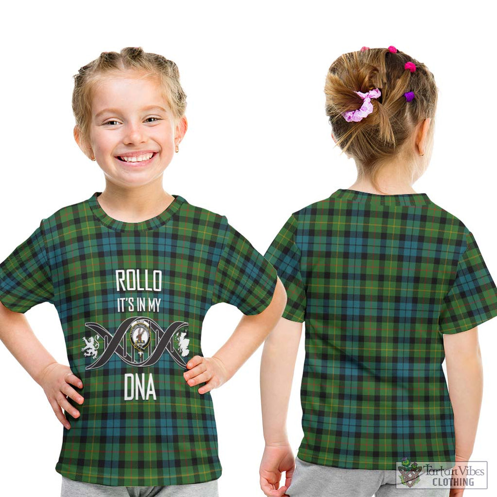 Rollo Ancient Tartan Kid T-Shirt with Family Crest DNA In Me Style - Tartanvibesclothing Shop