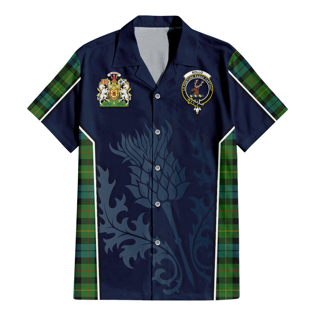 Tartan Vibes Clothing Rollo Ancient Tartan Short Sleeve Button Up Shirt with Family Crest and Scottish Thistle Vibes Sport Style