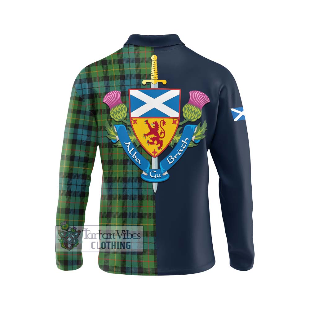 Tartan Vibes Clothing Rollo Ancient Tartan Long Sleeve Polo Shirt with Scottish Lion Royal Arm Half Style