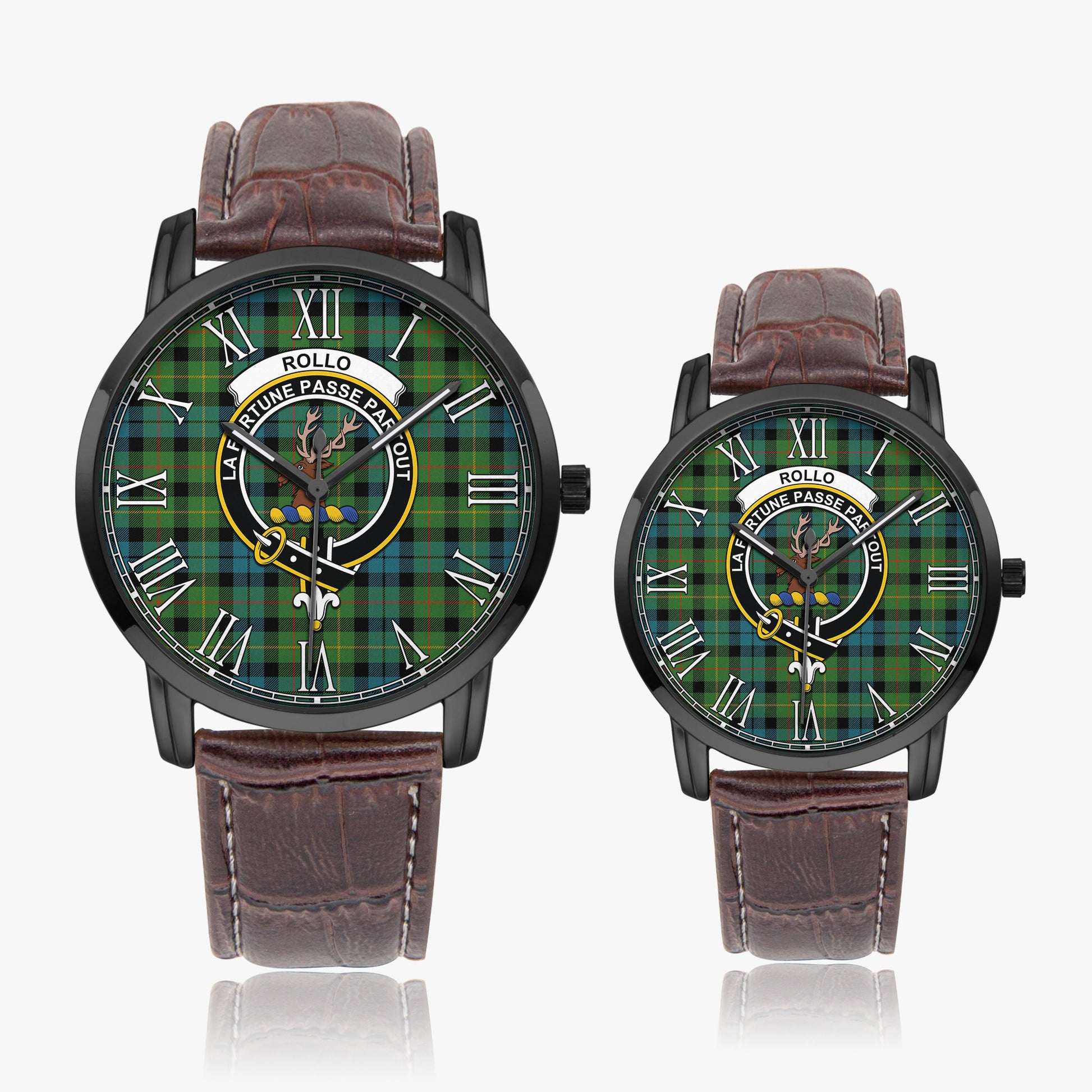 Rollo Ancient Tartan Family Crest Leather Strap Quartz Watch - Tartanvibesclothing