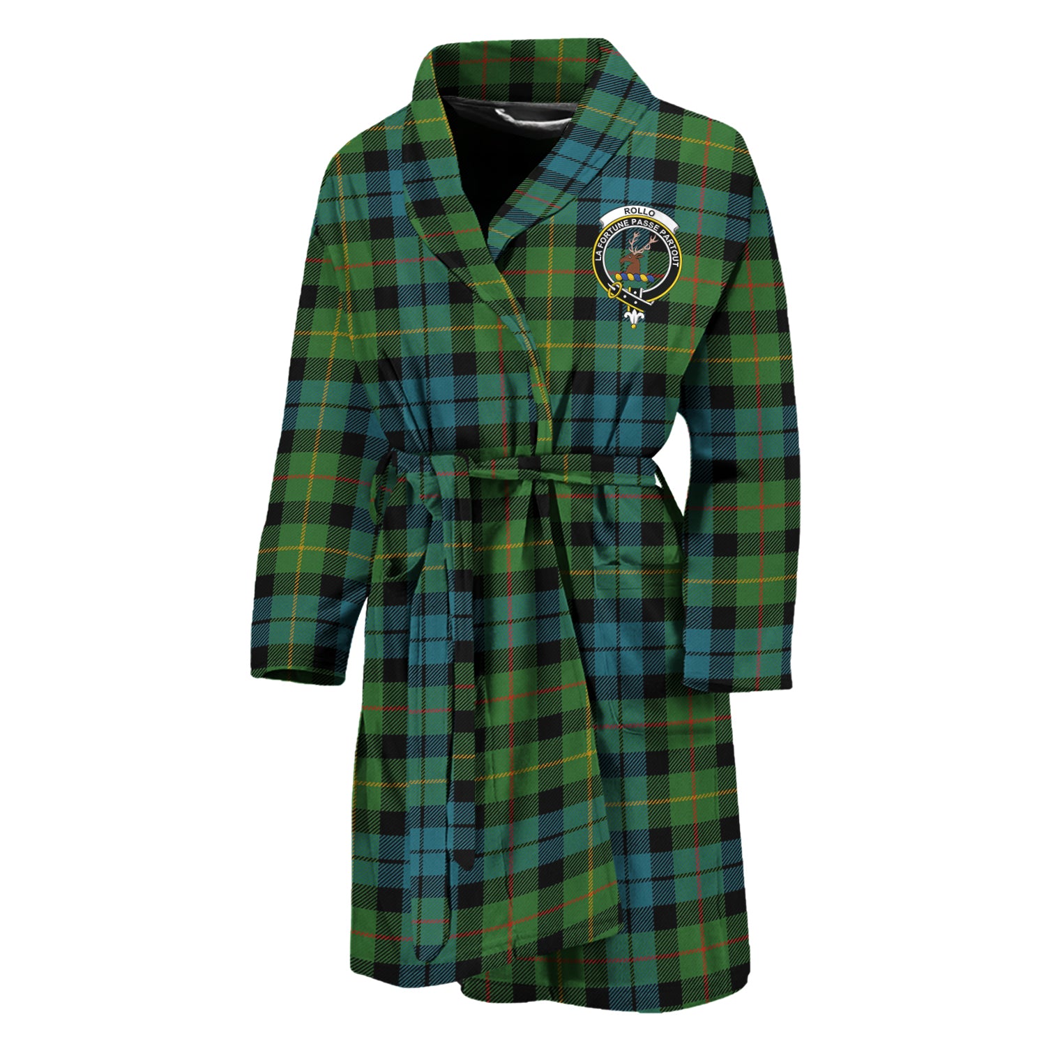 Rollo Ancient Tartan Bathrobe with Family Crest Unisex M - Tartan Vibes Clothing