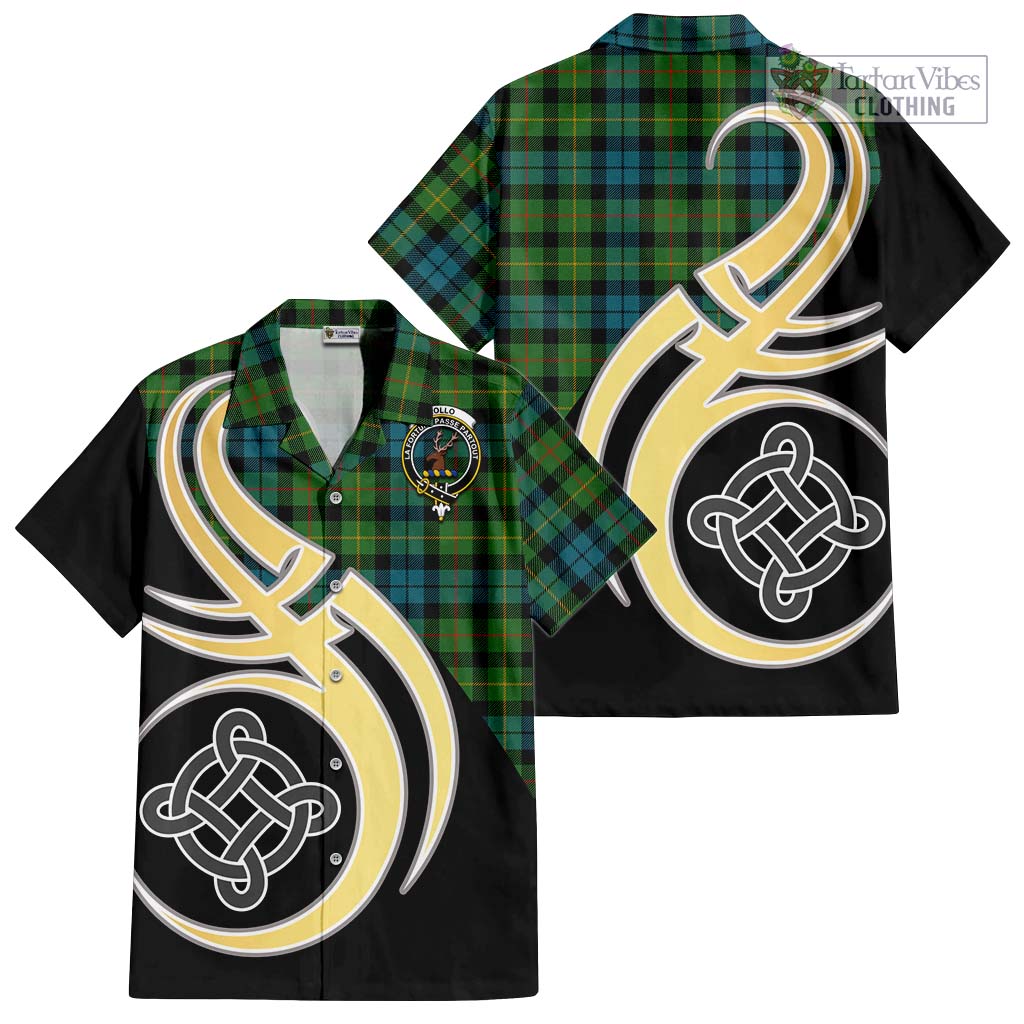 Rollo Ancient Tartan Short Sleeve Button Shirt with Family Crest and Celtic Symbol Style - Tartan Vibes Clothing