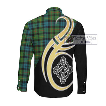 Rollo Ancient Tartan Long Sleeve Button Shirt with Family Crest and Celtic Symbol Style